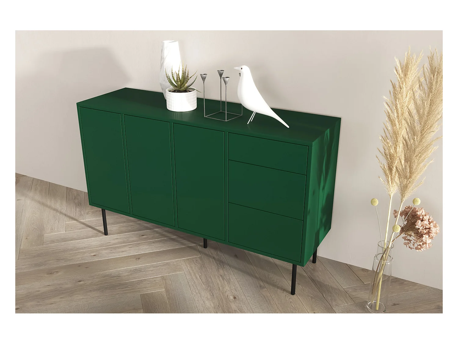 Buffet moderne verte MIRKA / 130 cm