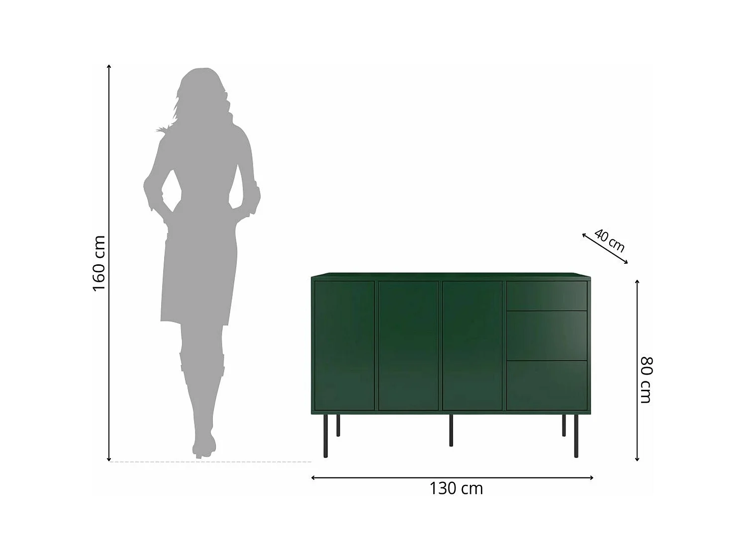 Buffet moderne verte MIRKA / 130 cm