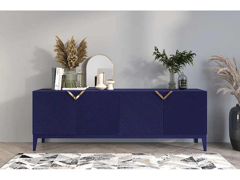 Buffet en bois DEMI LONG / bleu marine noble / 201,5 cm