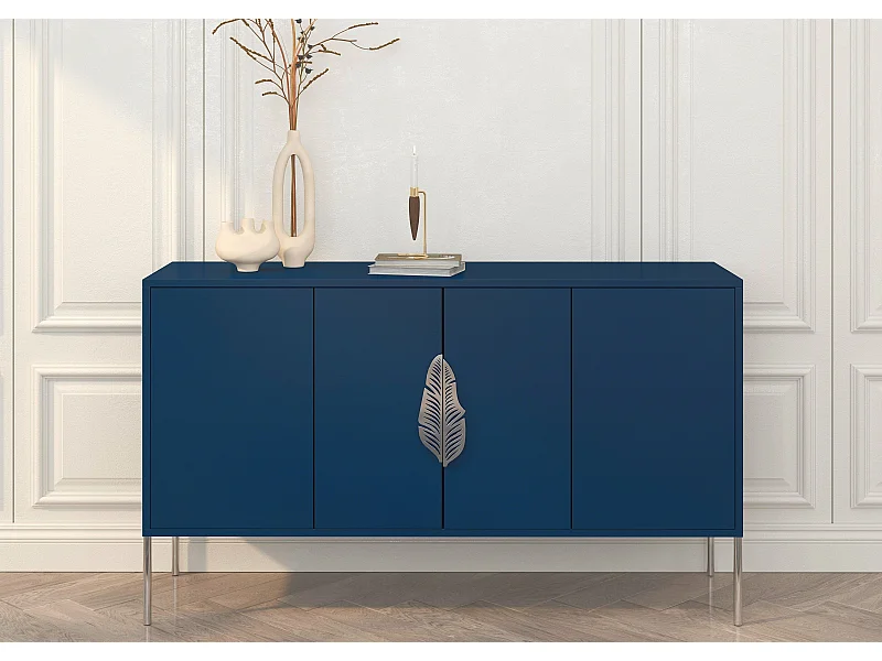 Sideboard Merlin, marinblau, silberne details