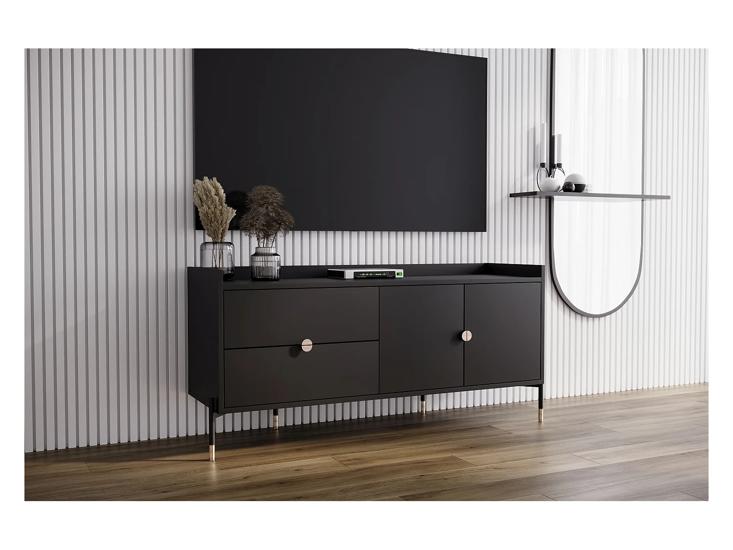 Czarna komoda do salonu Dancan IGA