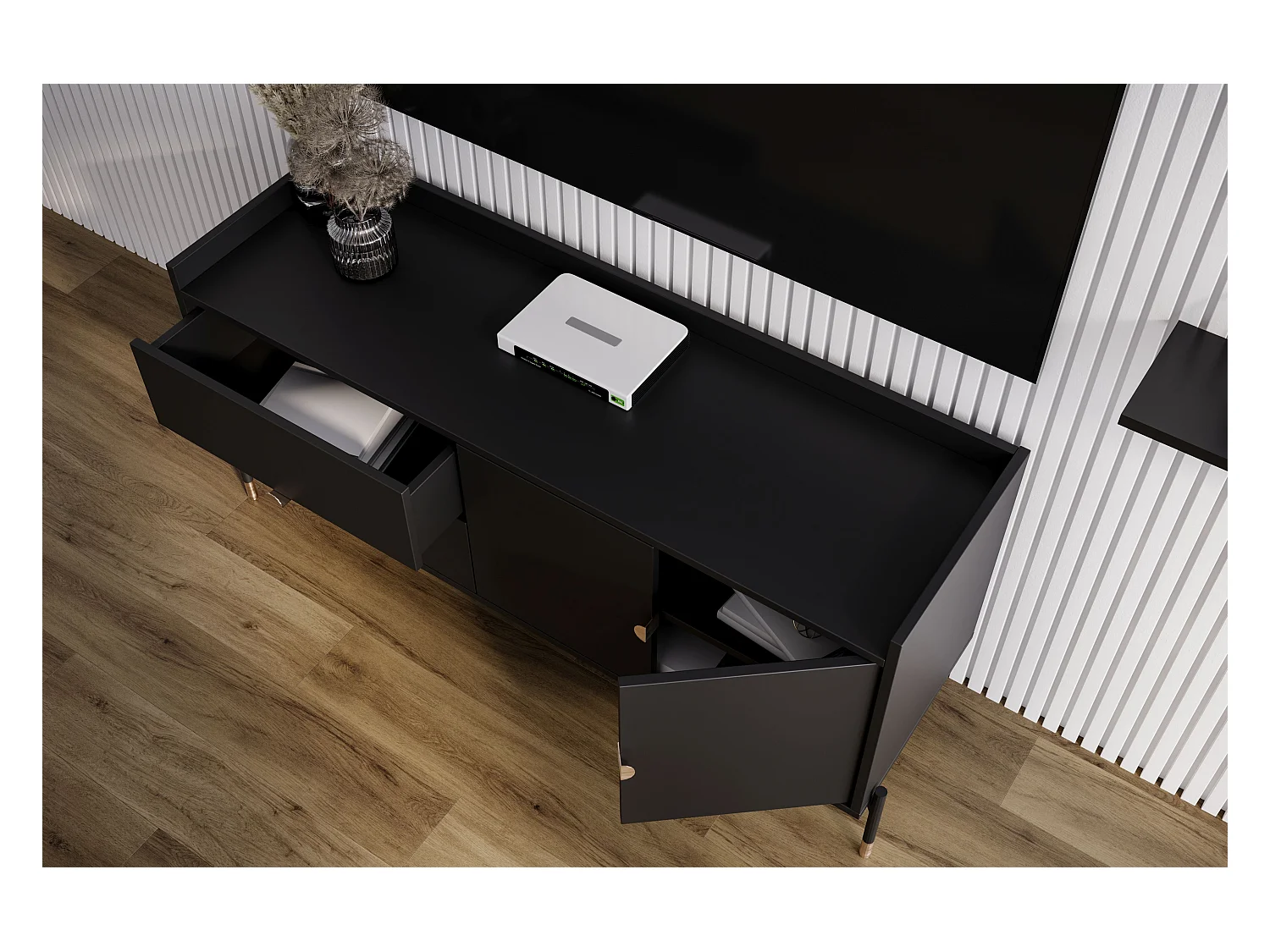 Czarna komoda do salonu Dancan IGA