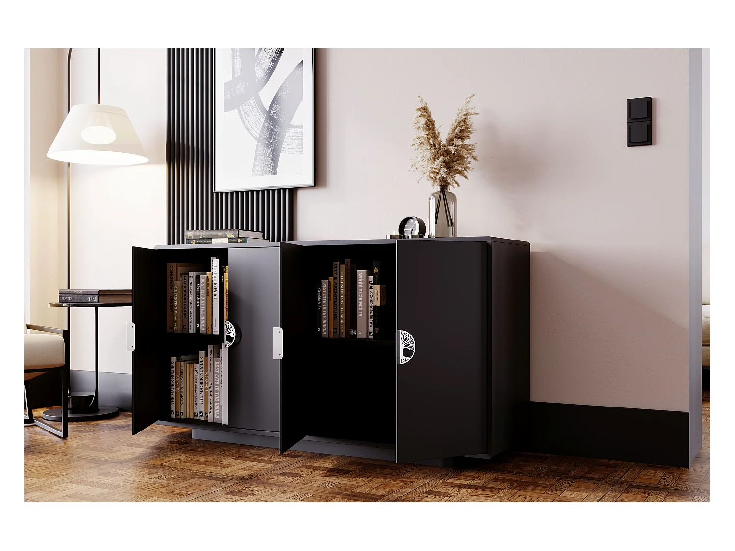 Czarna komoda Dancan LOTTA / szer. 139 cm