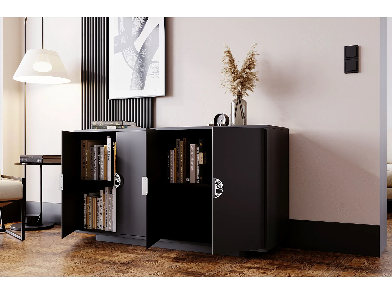 Buffet noire LOTTA / 139 cm