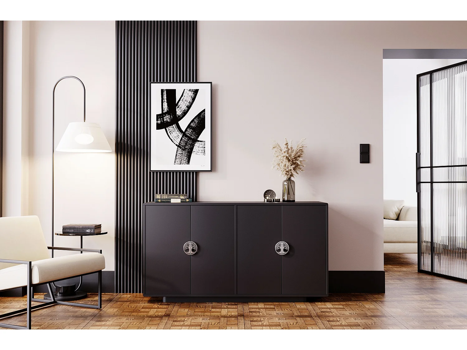 Buffet noire LOTTA / 139 cm