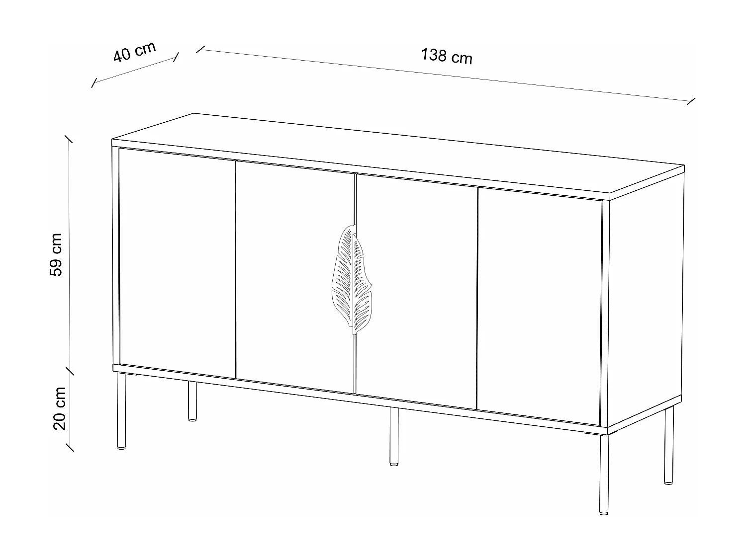 Sideboard Merlin, grün, goldene details