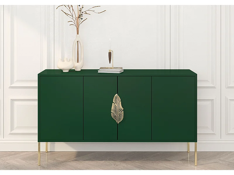Buffet verte MERLIN avec des accents dorés / 138 cm