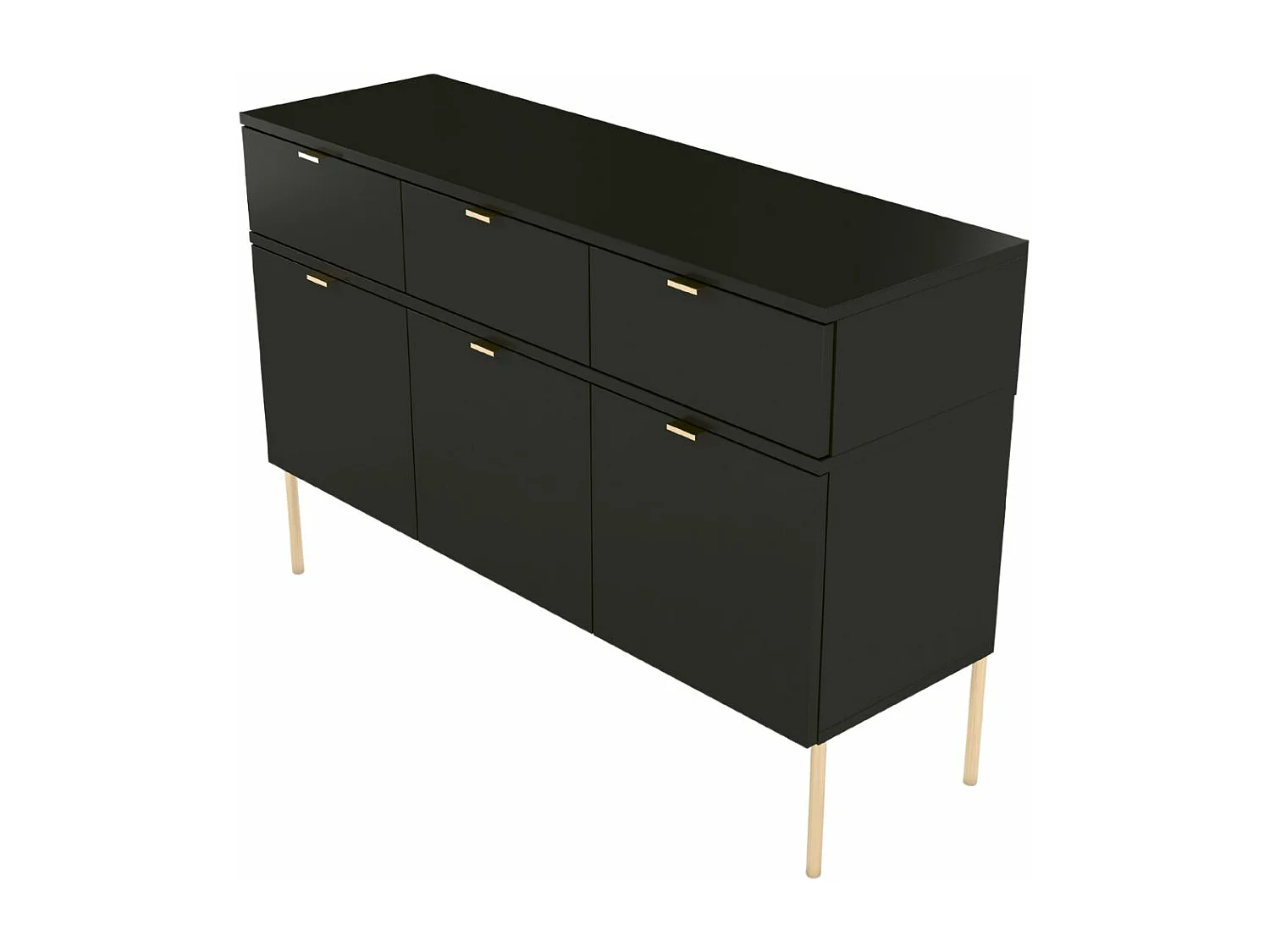 Sideboard Polka, schwarz, goldene details