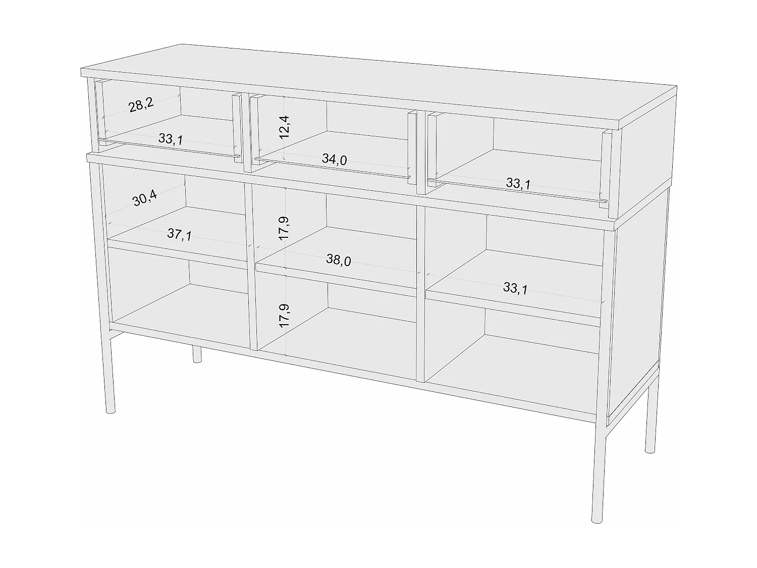 Sideboard Polka, schwarz, goldene details