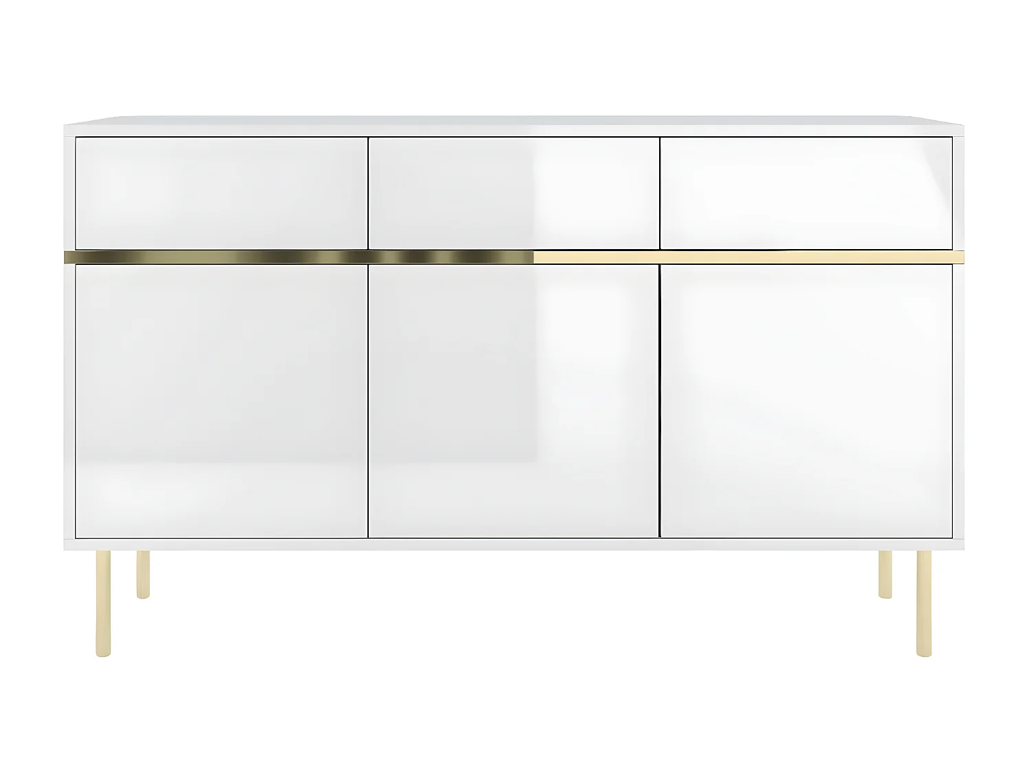 Buffet élégante blanche MARIKA avec des accents dorés / 137,5 cm