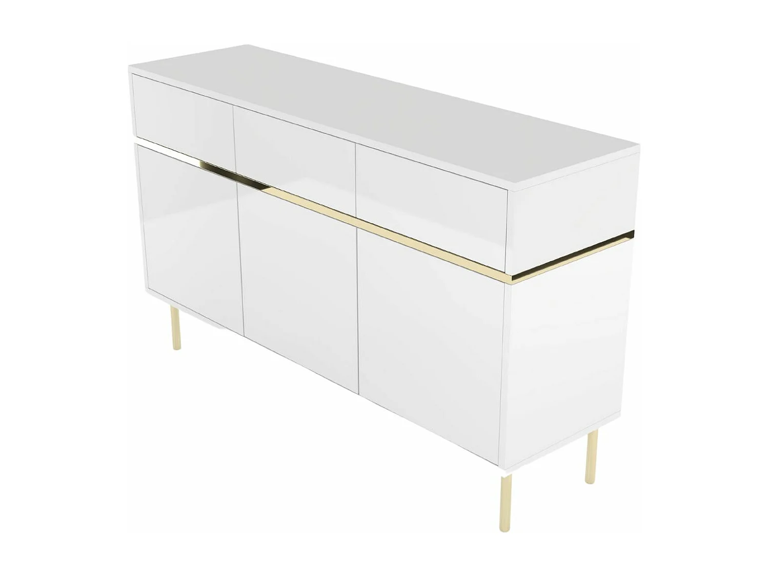 Buffet élégante blanche MARIKA avec des accents dorés / 137,5 cm