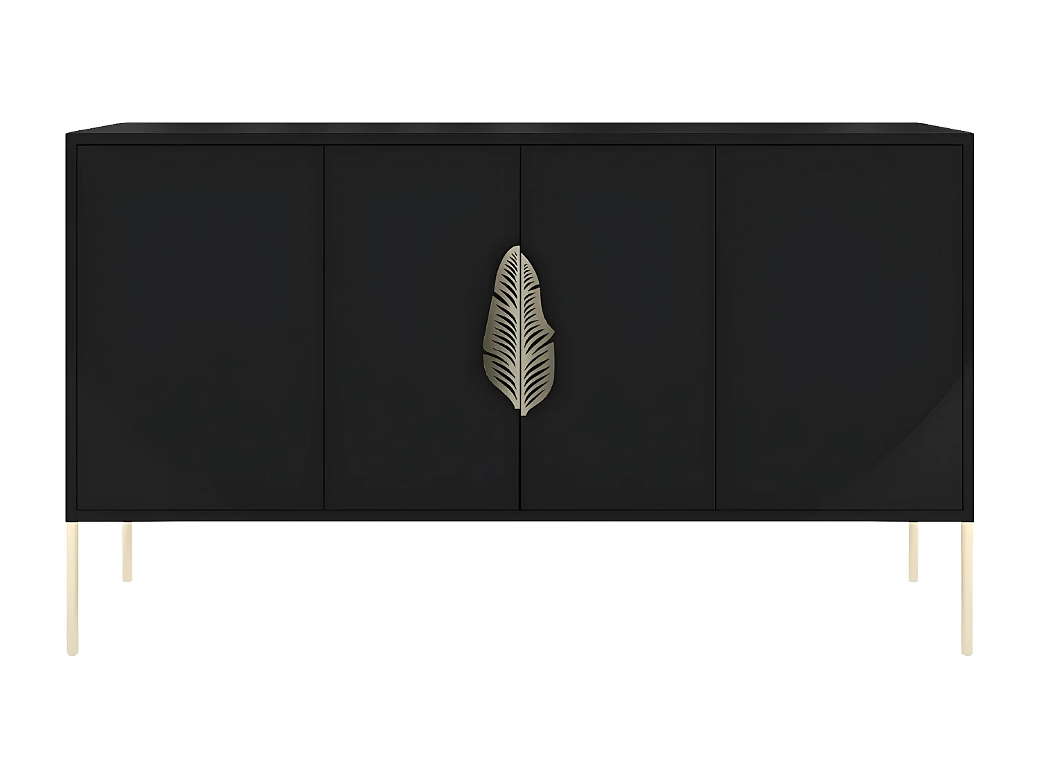 Buffet noire MERLIN avec des accents dorés / 138 cm