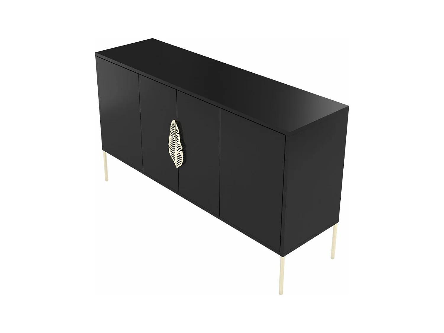 Buffet noire MERLIN avec des accents dorés / 138 cm