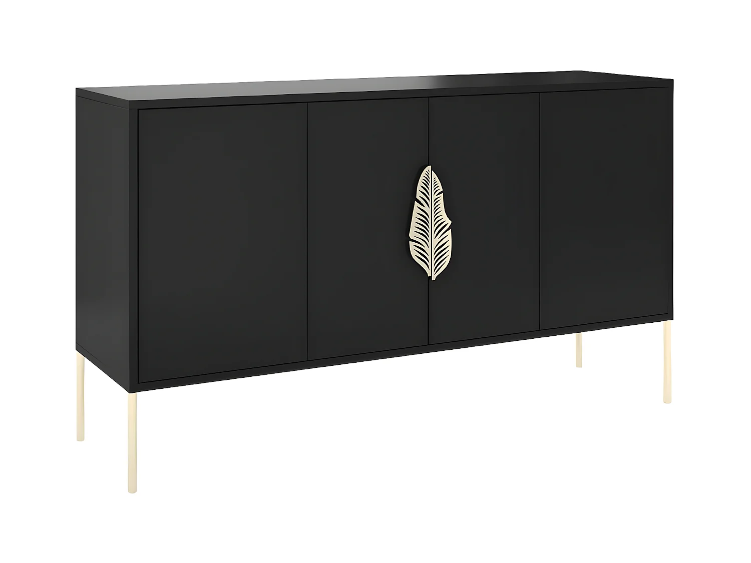 Czarna komoda Skandica MERLIN ze złotymi dodatkami