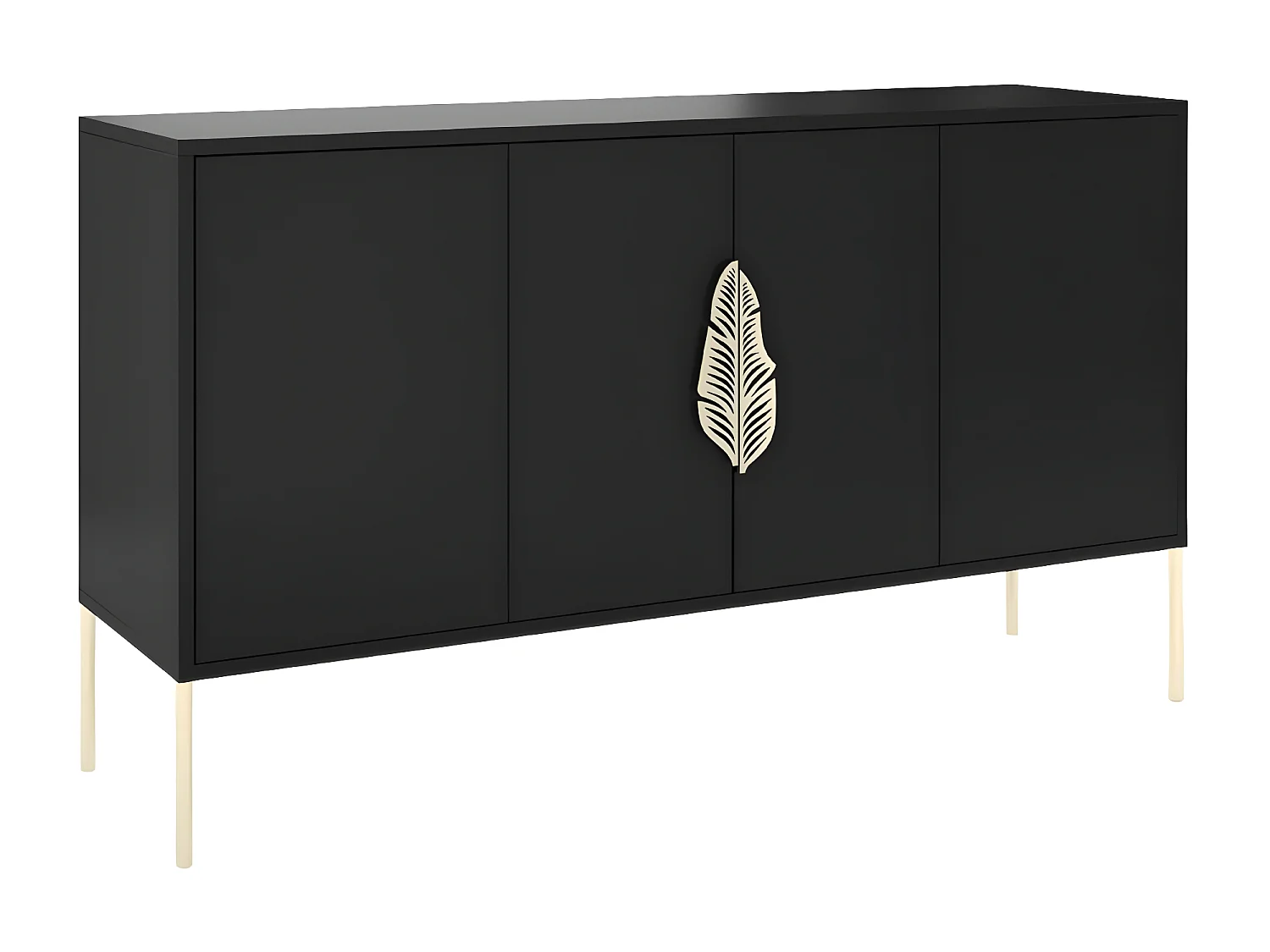 Sideboard Merlin, schwarz, goldene details