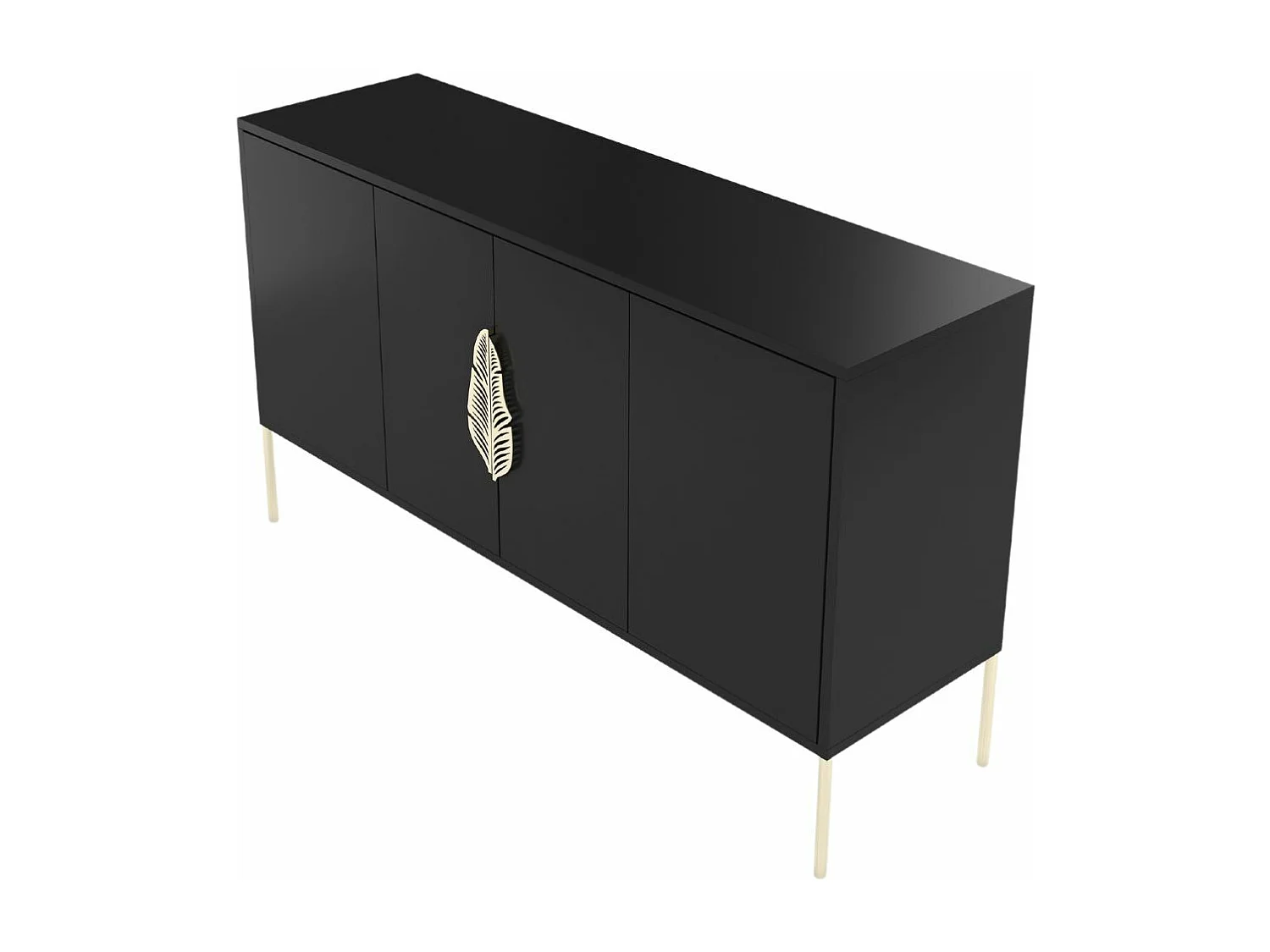 Sideboard Merlin, schwarz, goldene details