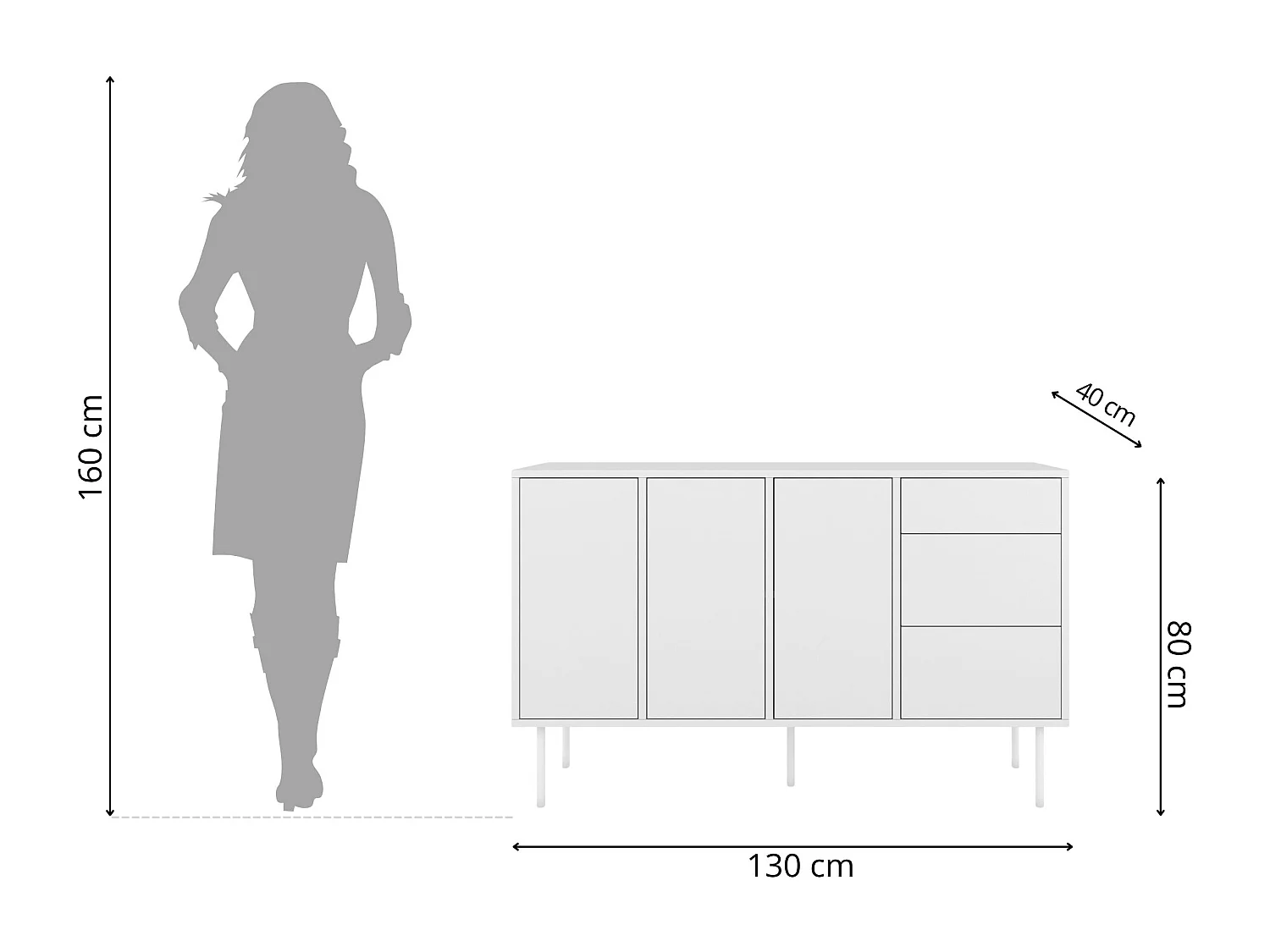 Biała nowoczesna komoda Dancan MIRKA / szer. 130 cm