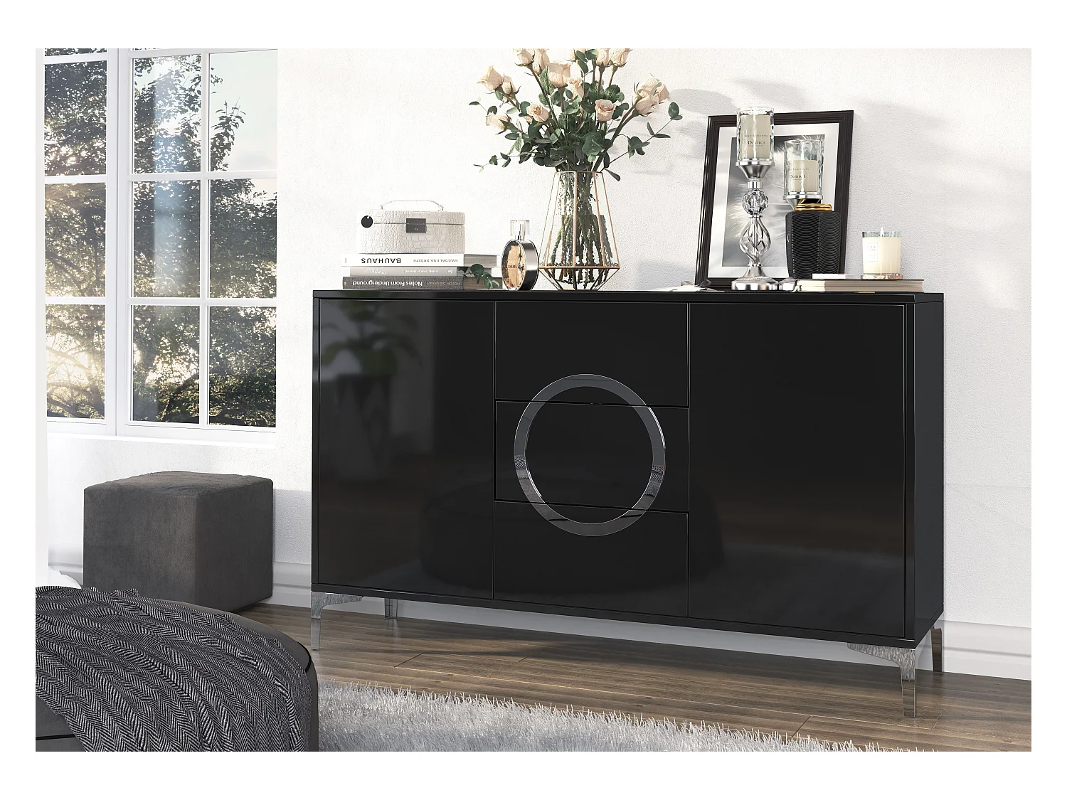 Czarna nowoczesna komoda Dancan EVA / połysk