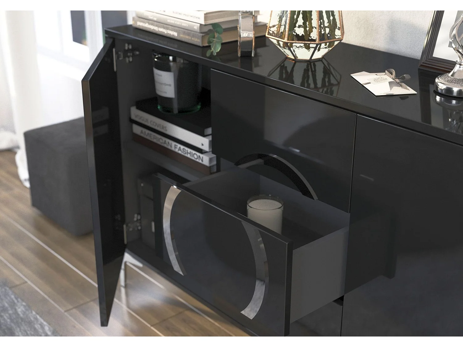 Czarna nowoczesna komoda Dancan EVA / połysk