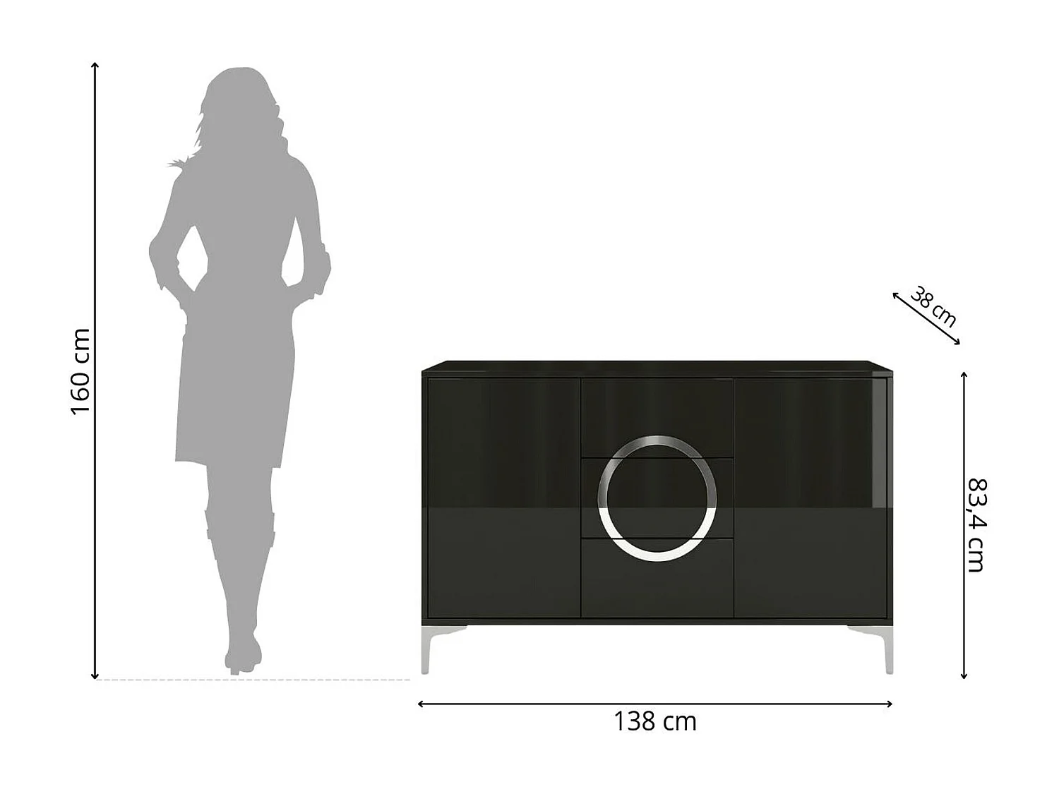 Czarna nowoczesna komoda Dancan EVA / połysk