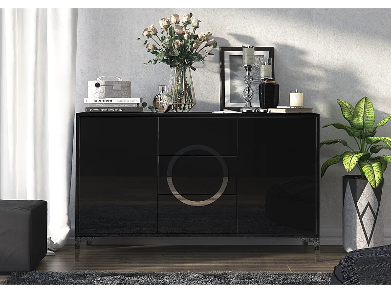 Buffet moderne noire EVA / brillant / 138 cm