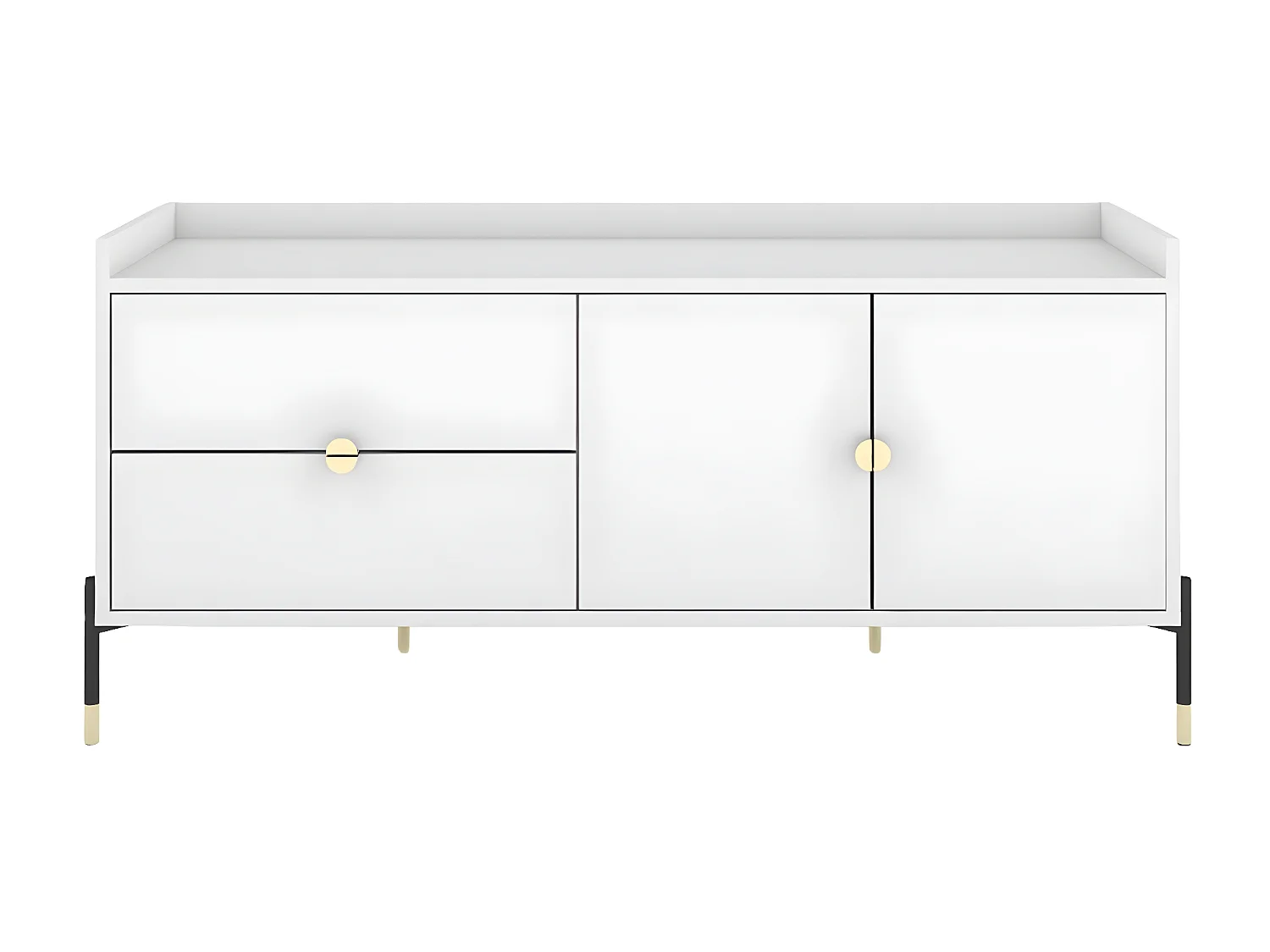 Sideboard Iga, weiß, goldene details, schwarz metallsockel