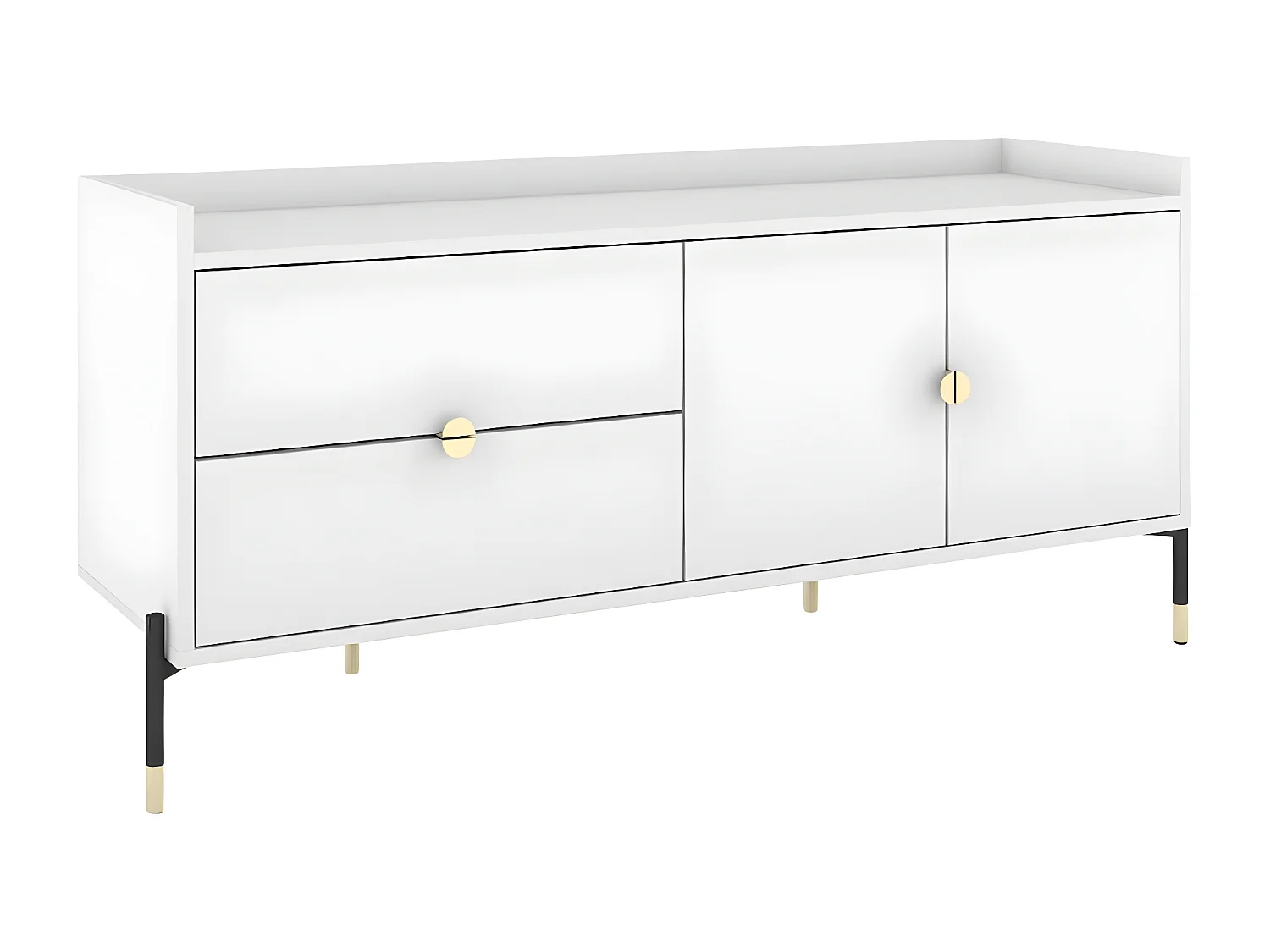 Sideboard Iga, weiß, goldene details, schwarz metallsockel