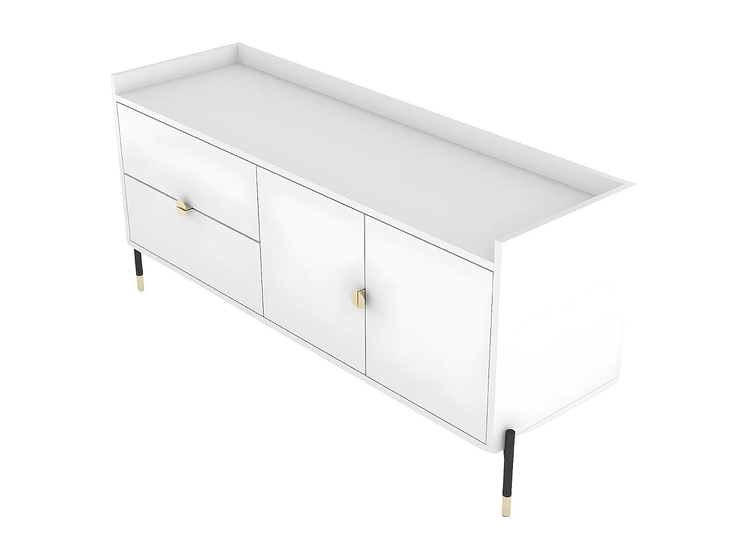 Sideboard Iga, weiß, goldene details, schwarz metallsockel