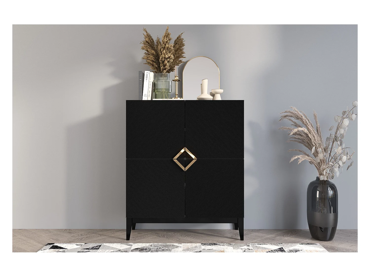 Buffet haute en bois DEMI HIGH / noire / 100,5 cm