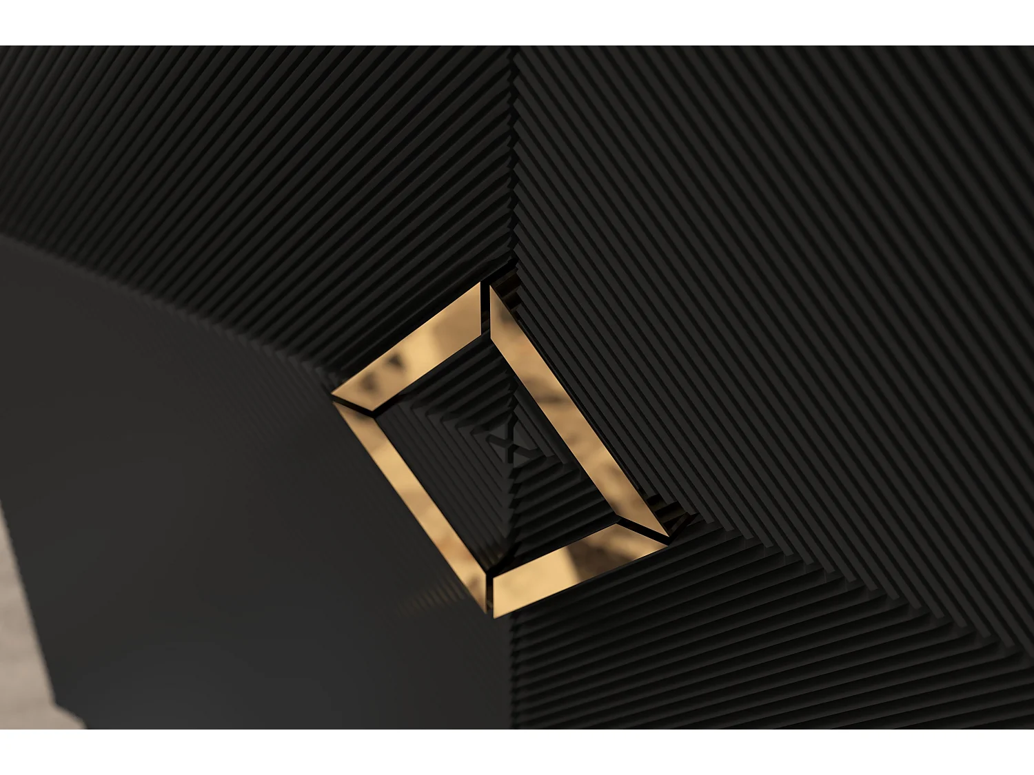 Highboard Demi high, schwarz-gold, mit gefrästen fronten, massive buche