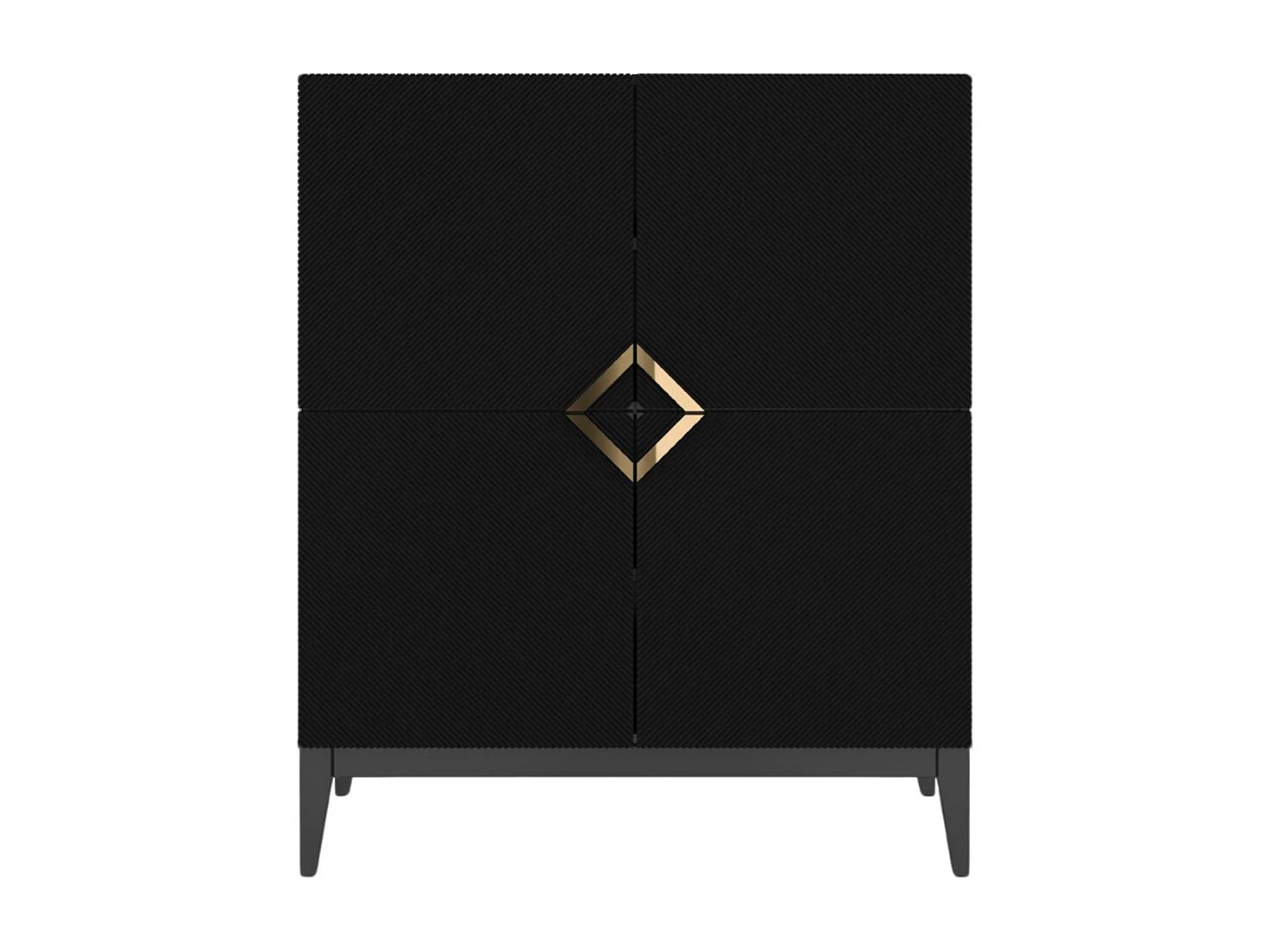 Highboard Demi high, schwarz-gold, mit gefrästen fronten, massive buche