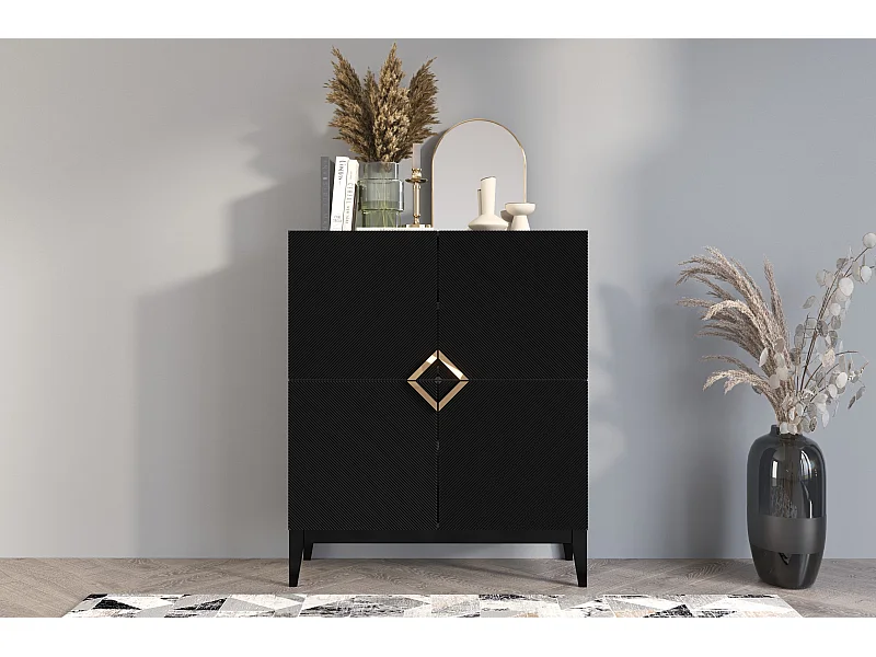 Buffet haute en bois DEMI HIGH / noire / 100,5 cm