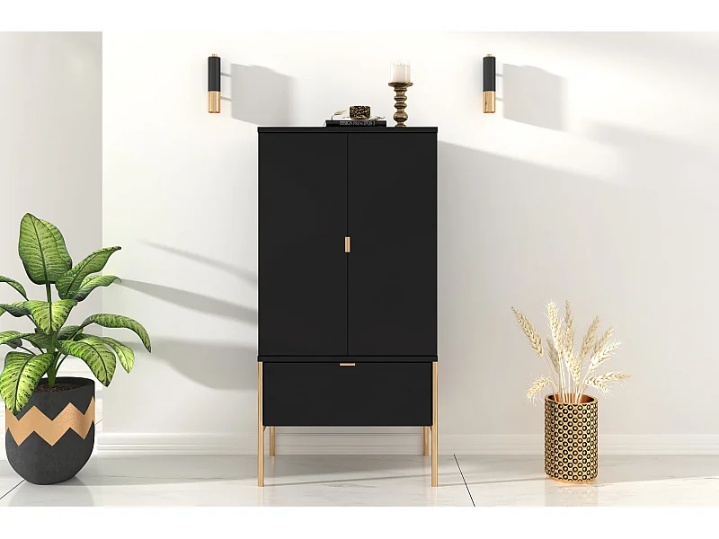 Highboard Polka, schwarz, goldene details