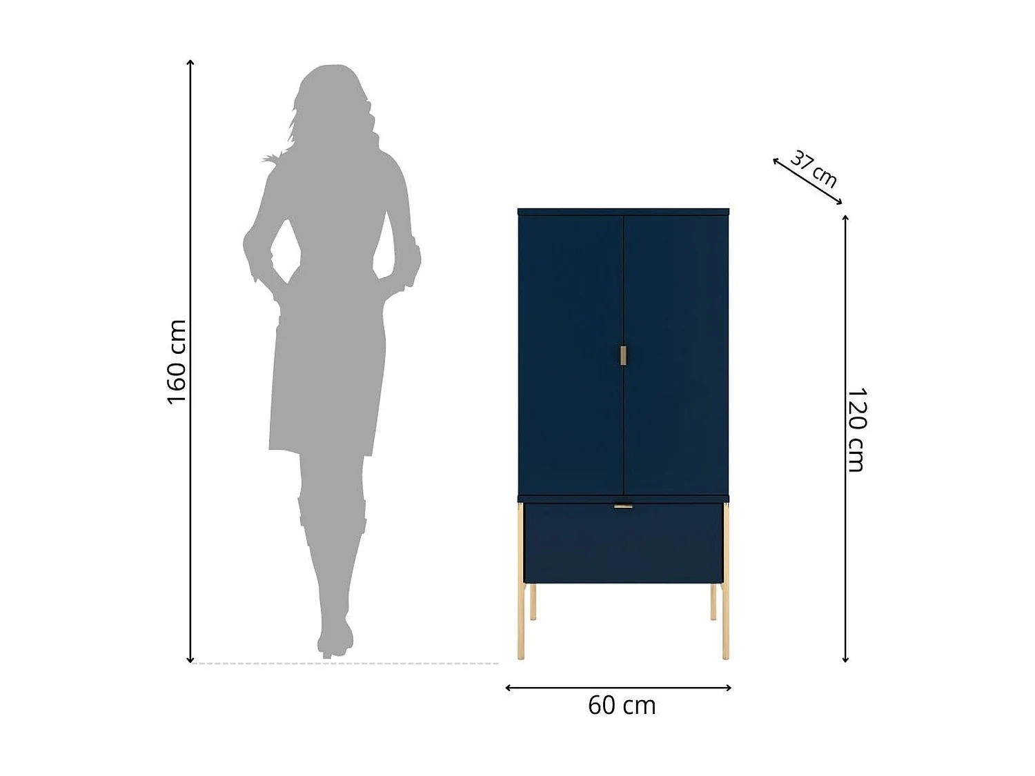 Highboard Polka, marineblau, goldene details