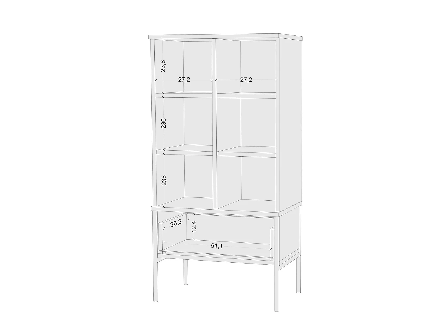 Highboard Polka, marineblau, goldene details