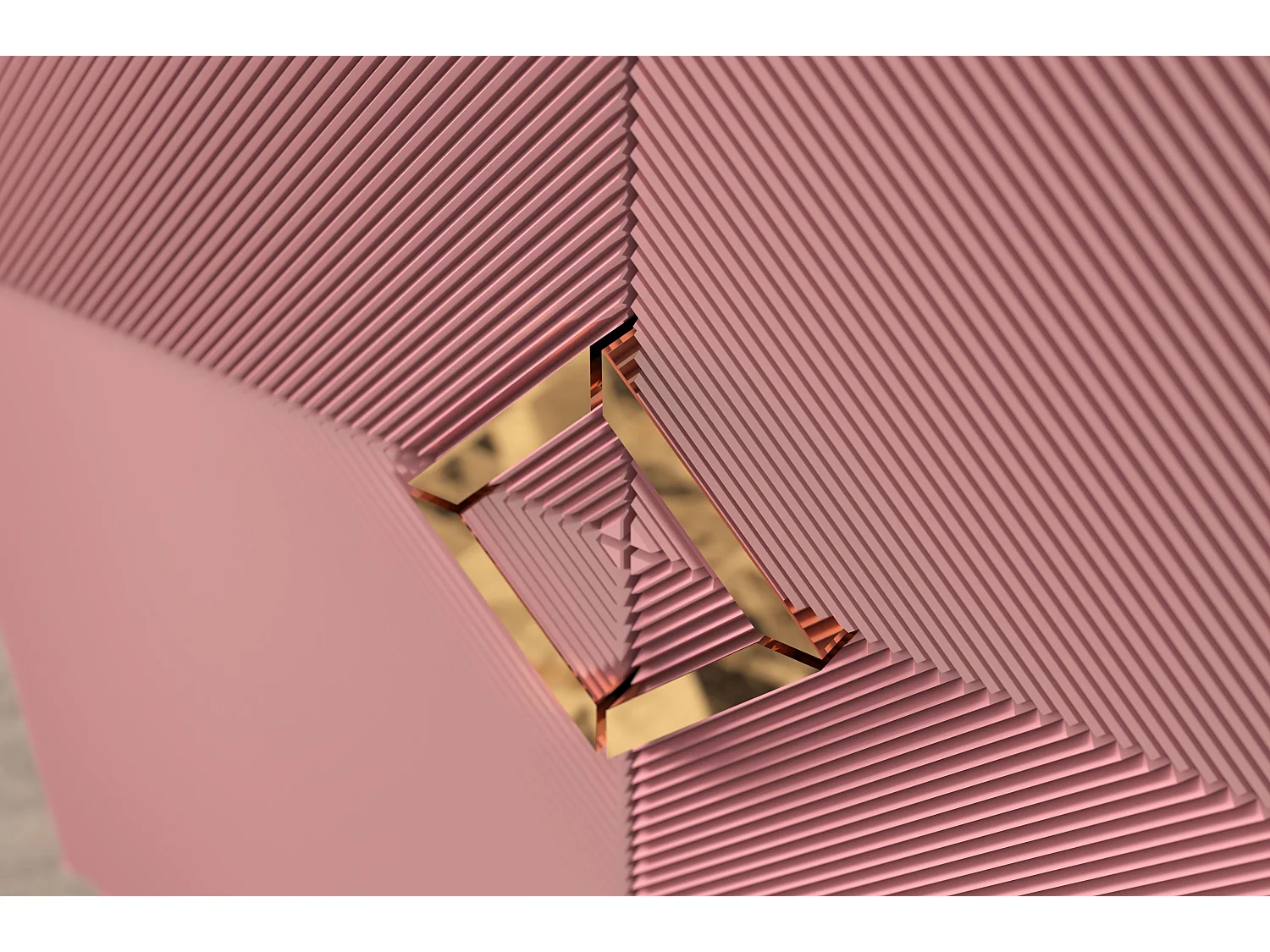 Highboard Demi high, pink-gold, mit gefrästen fronten, massive buche