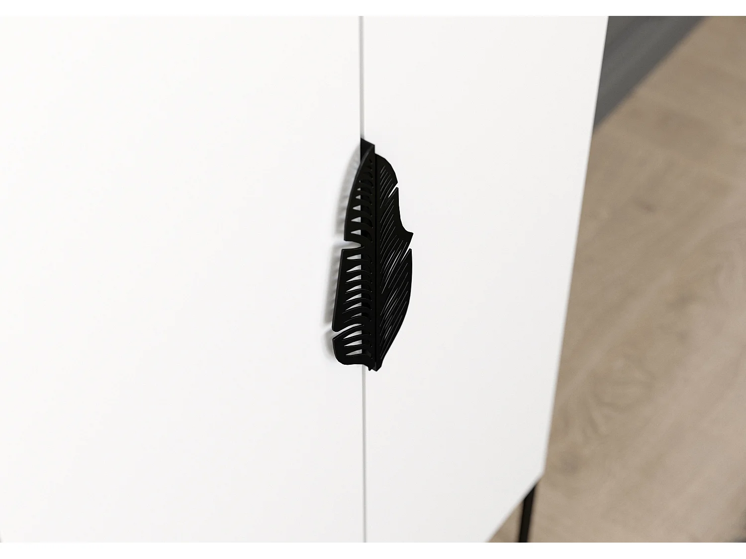 Highboard Merlin, weiß, schwarze details