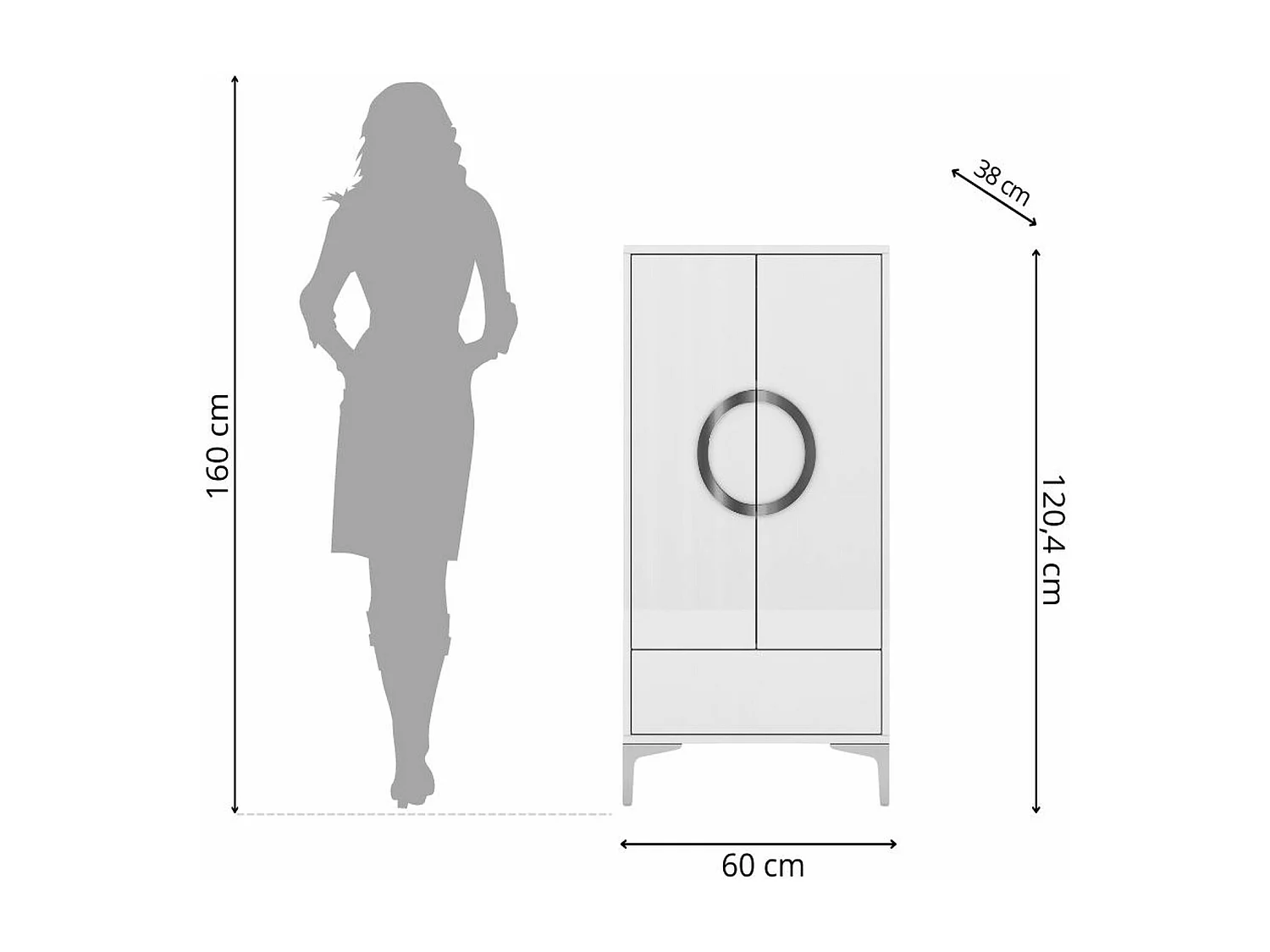 Buffet haute moderne blanche EVA / brillante / 60 cm