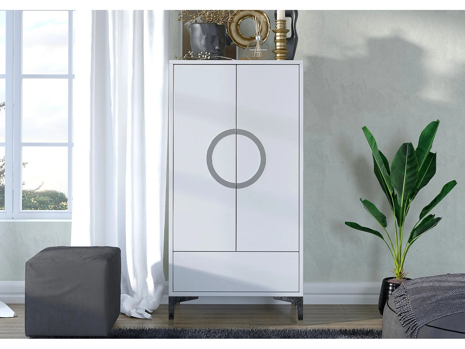 Buffet haute moderne blanche EVA / brillante / 60 cm