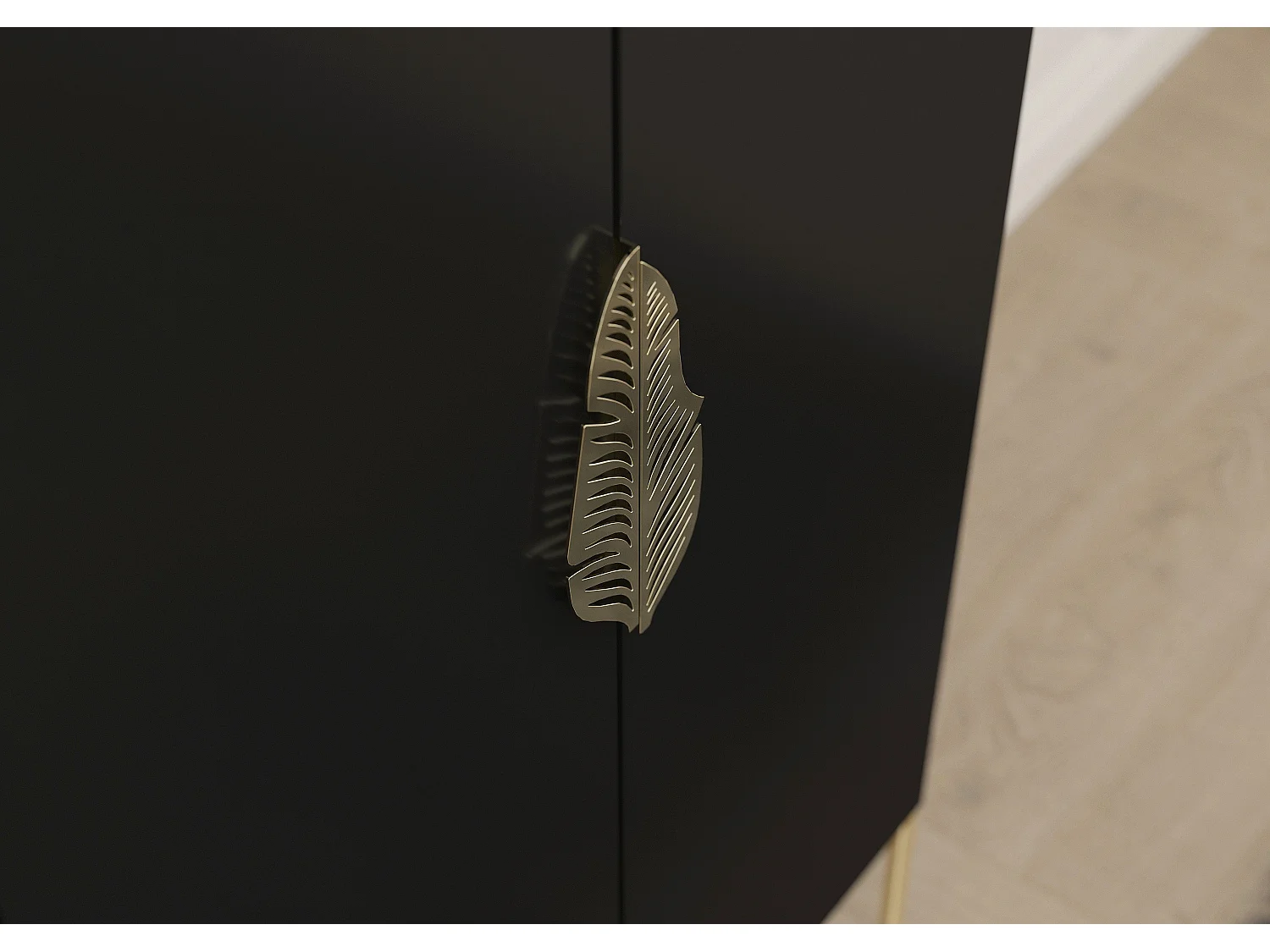 Highboard Merlin, schwarz, goldene details