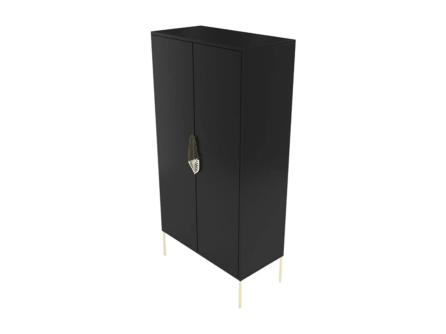 Highboard Merlin, schwarz, goldene details