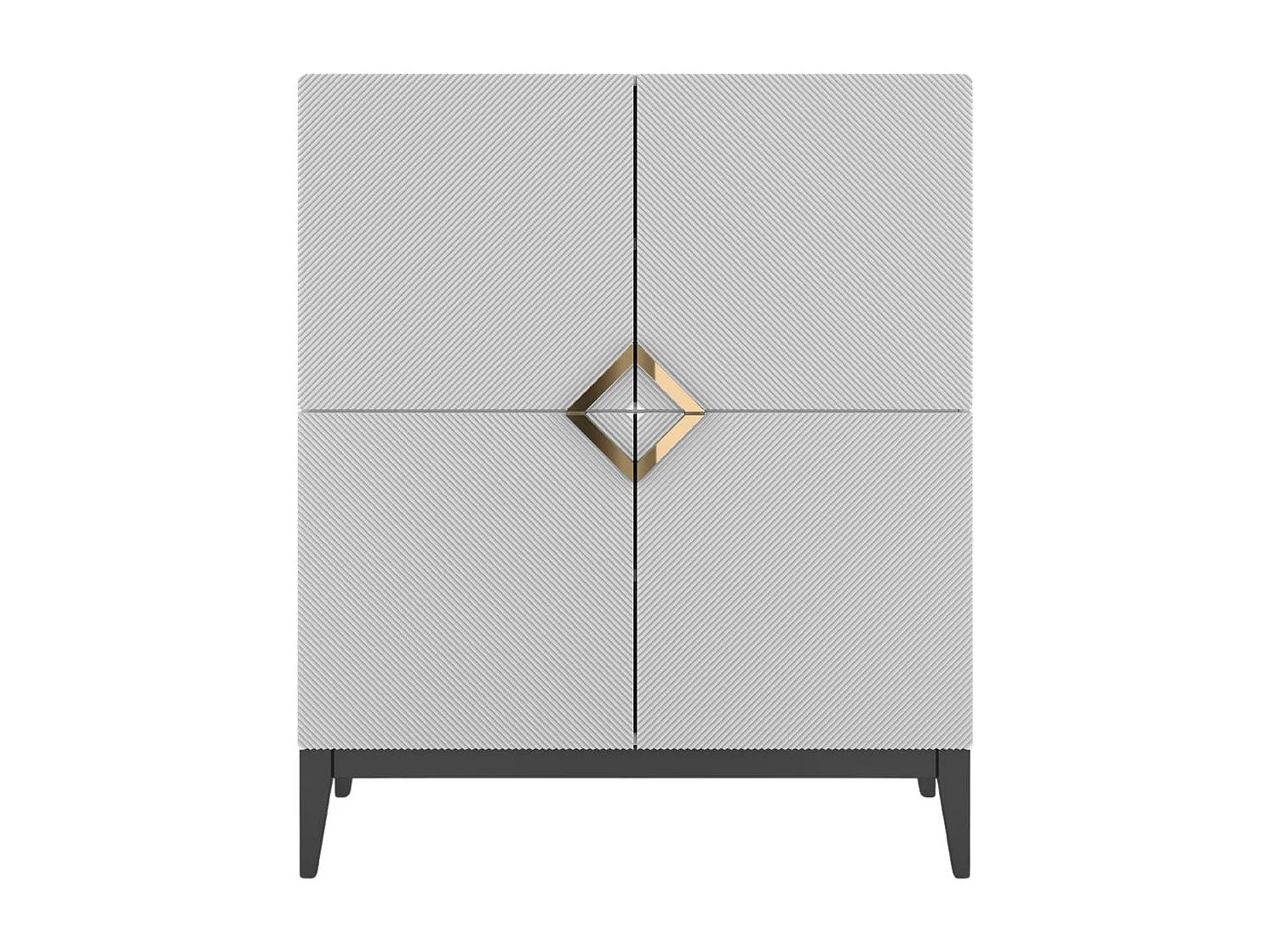 Buffet haute en bois DEMI HIGH / blanche + pieds noirs / 100,5 cm