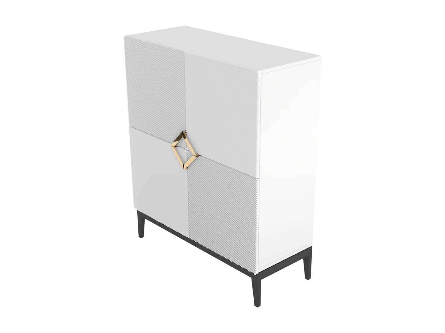 Buffet haute en bois DEMI HIGH / blanche + pieds noirs / 100,5 cm