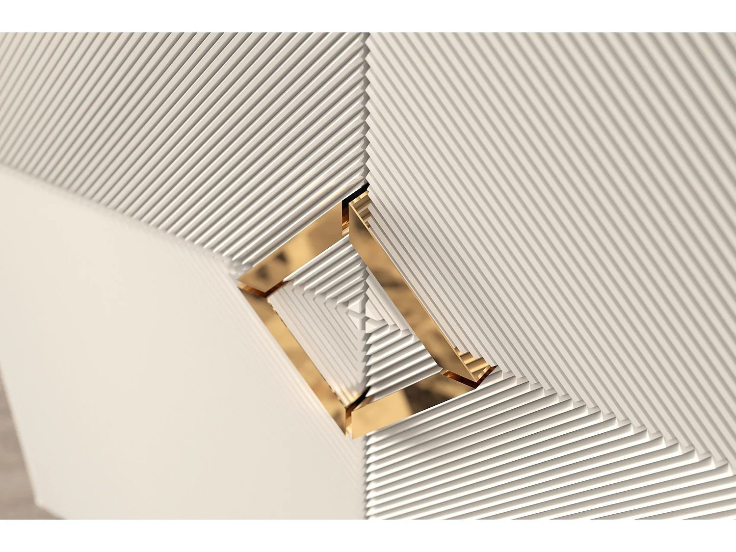 Highboard Demi high, weiß-schwarz-gold, mit gefrästen fronten, massive buche