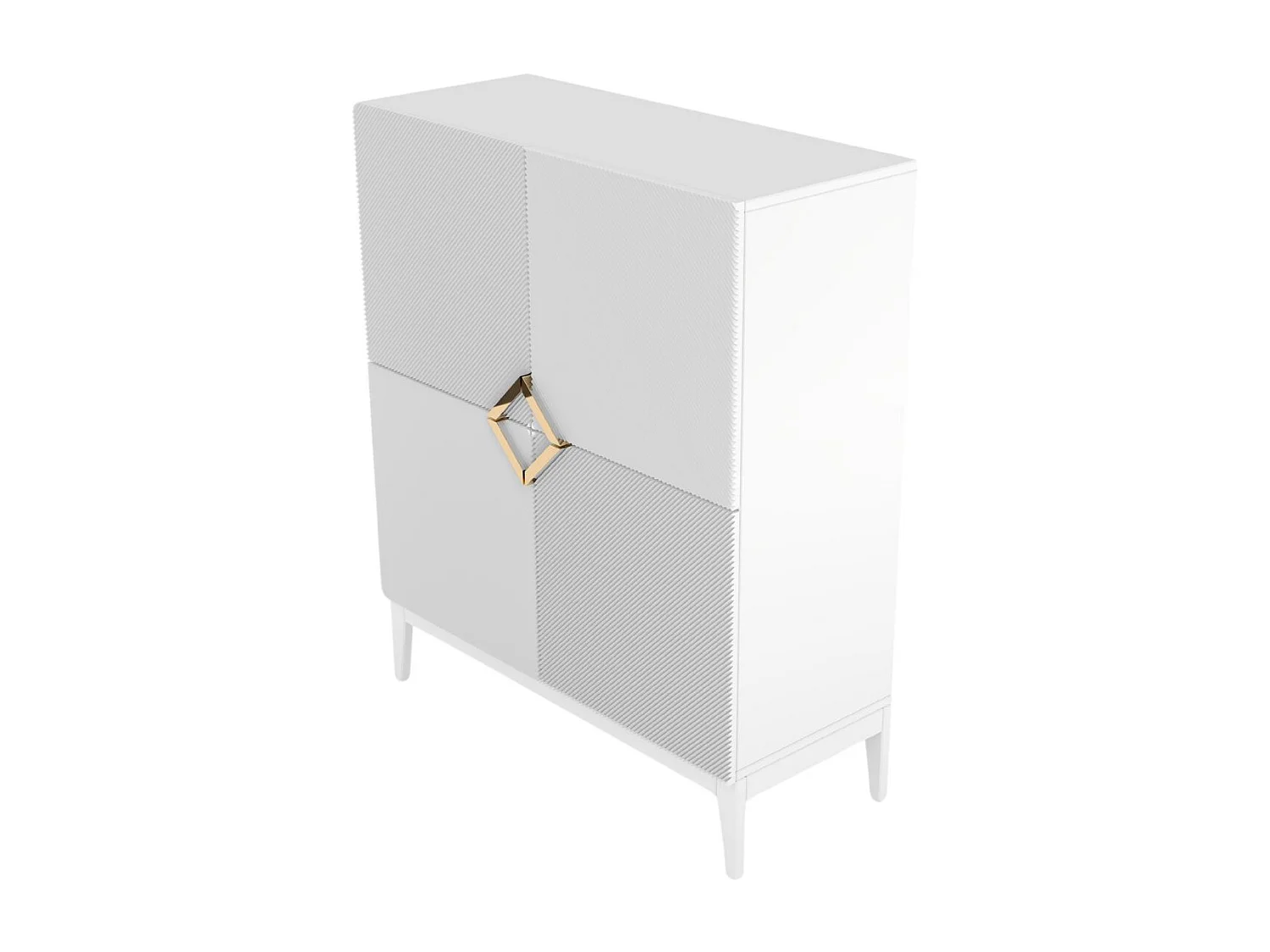 Buffet haute en bois DEMI HIGH / blanche + pieds blancs / 100,5 cm