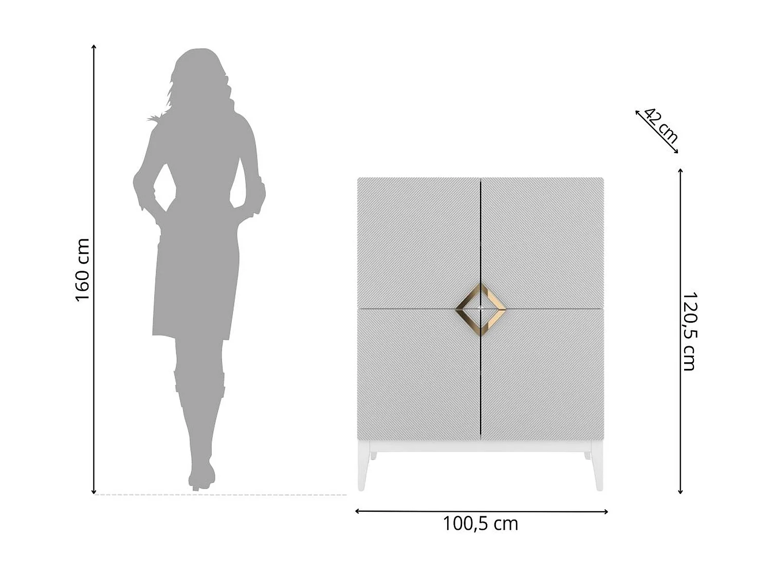 Buffet haute en bois DEMI HIGH / blanche + pieds blancs / 100,5 cm