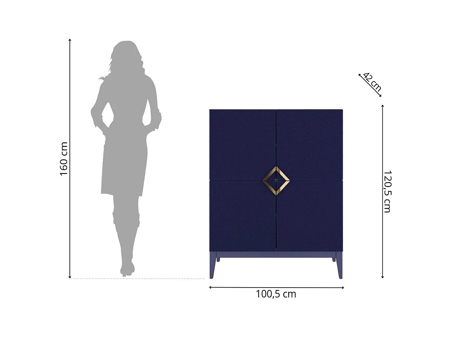 Drewniana komoda Visby DEMI HIGH / kolor granat szlachetny