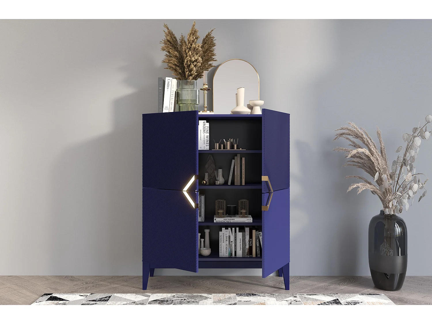 Drewniana komoda Visby DEMI HIGH / kolor granat szlachetny