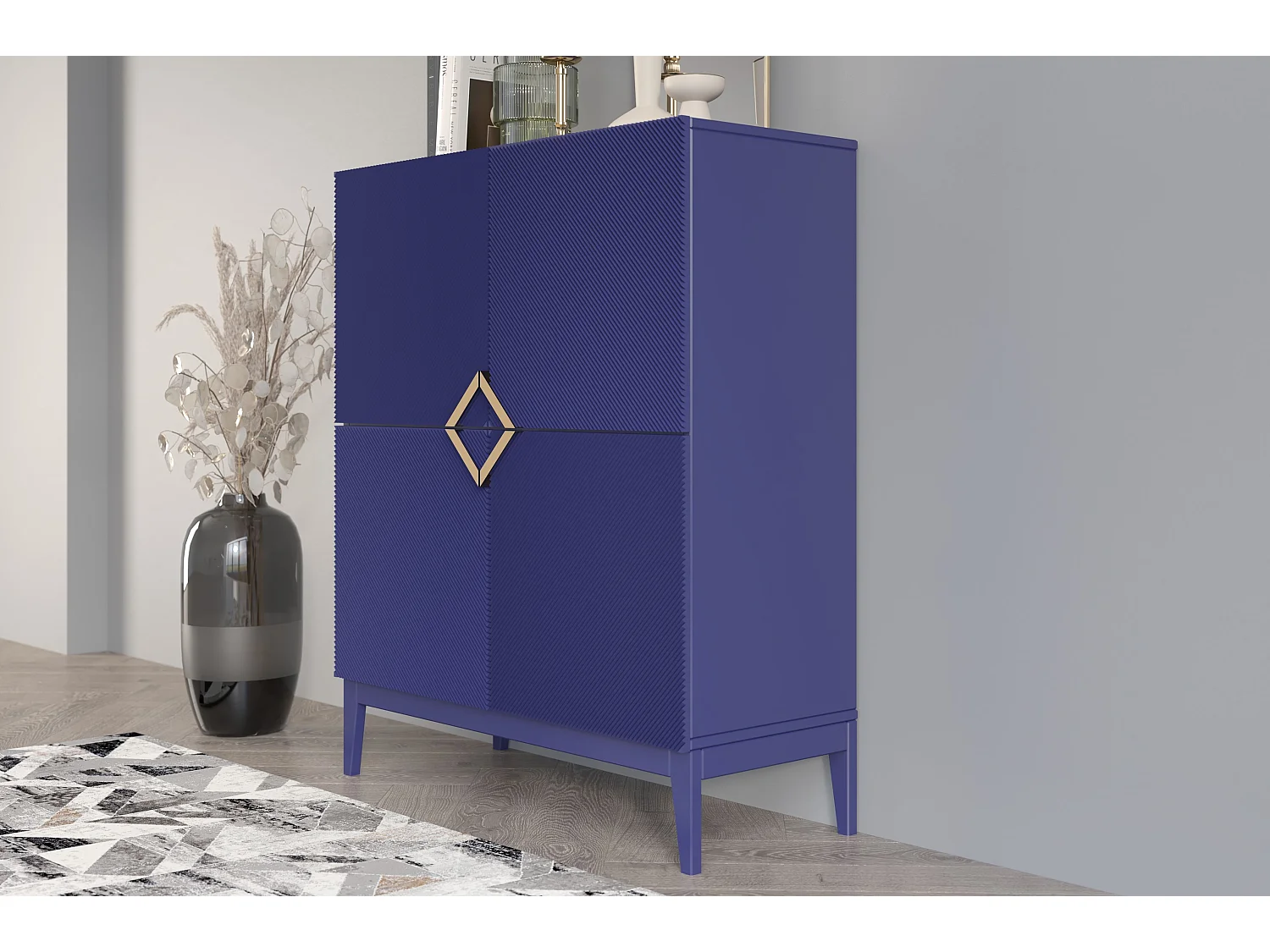 Drewniana komoda Visby DEMI HIGH / kolor granat szlachetny