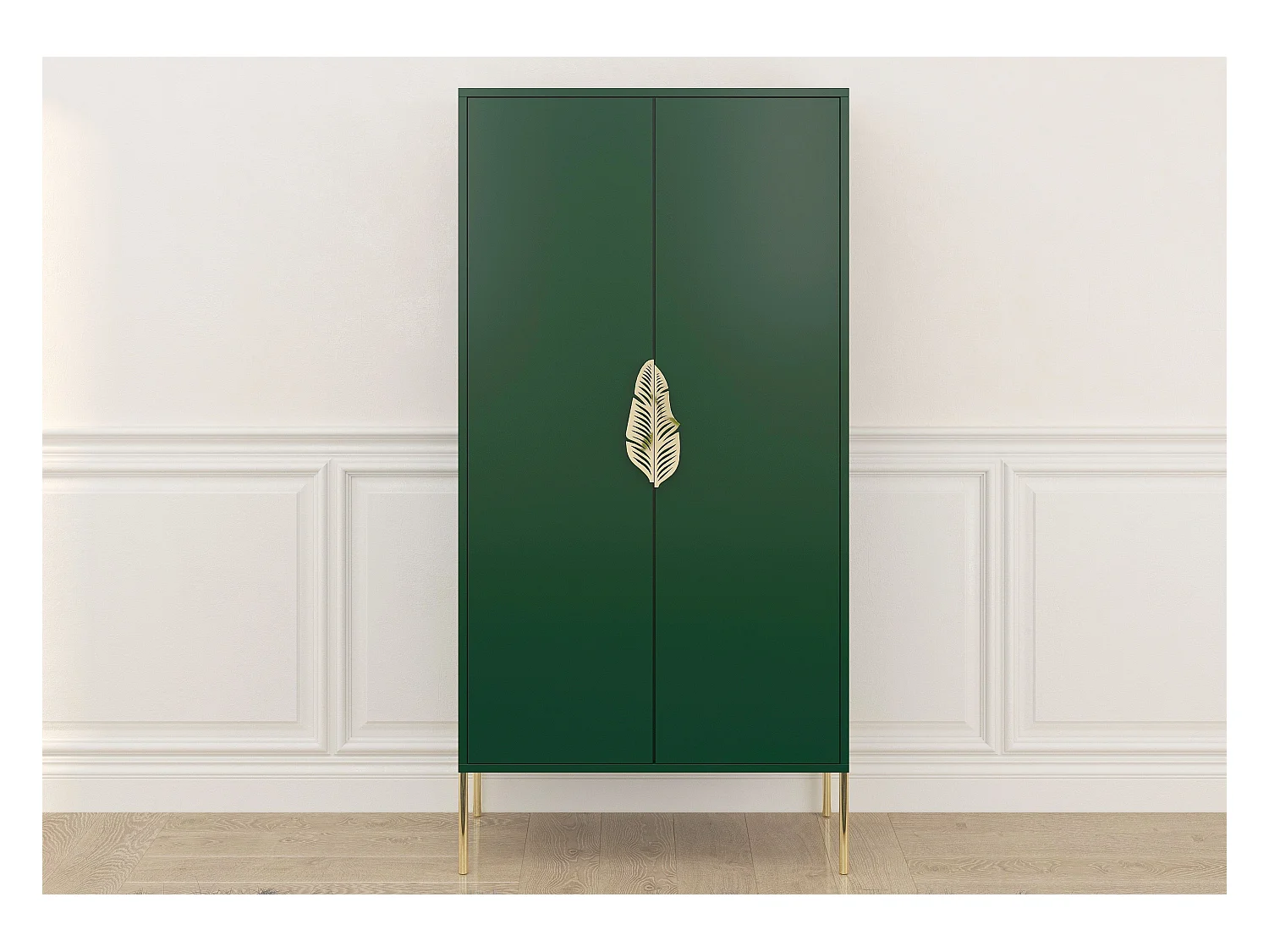 Buffet haute verte avec des accents dorés MERLIN / 80 cm